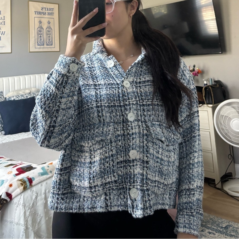 Zara Tweed Light Weight Button Jacket - Picture 6 of 6